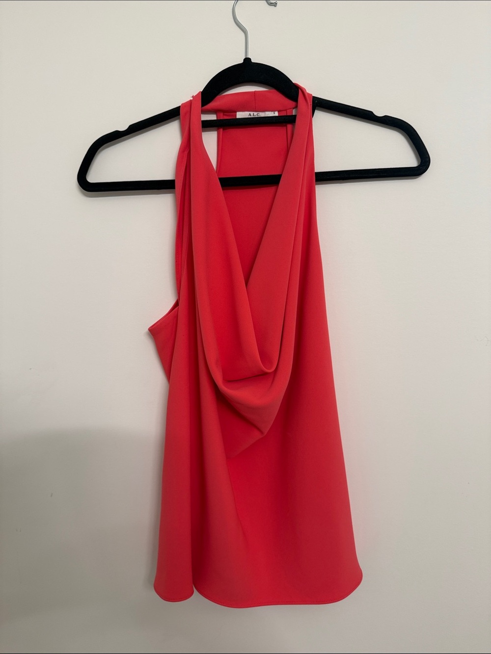 A.L.C. Coral-Red Draped Halter Camisole
